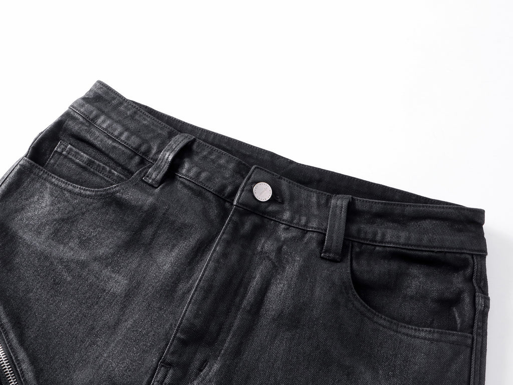 "ZIP" Multi-zipper Wax Pants