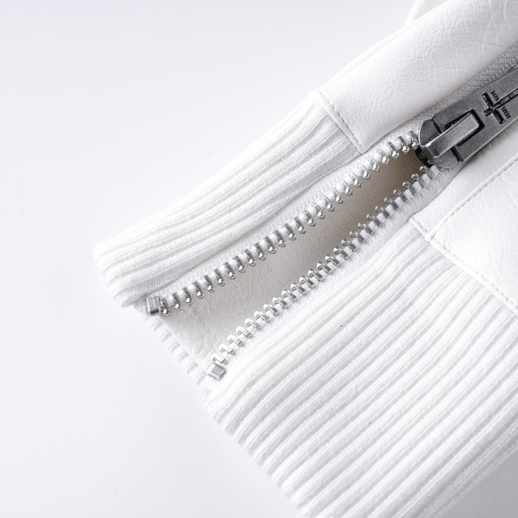 White Double-Zipper Layered Gloves