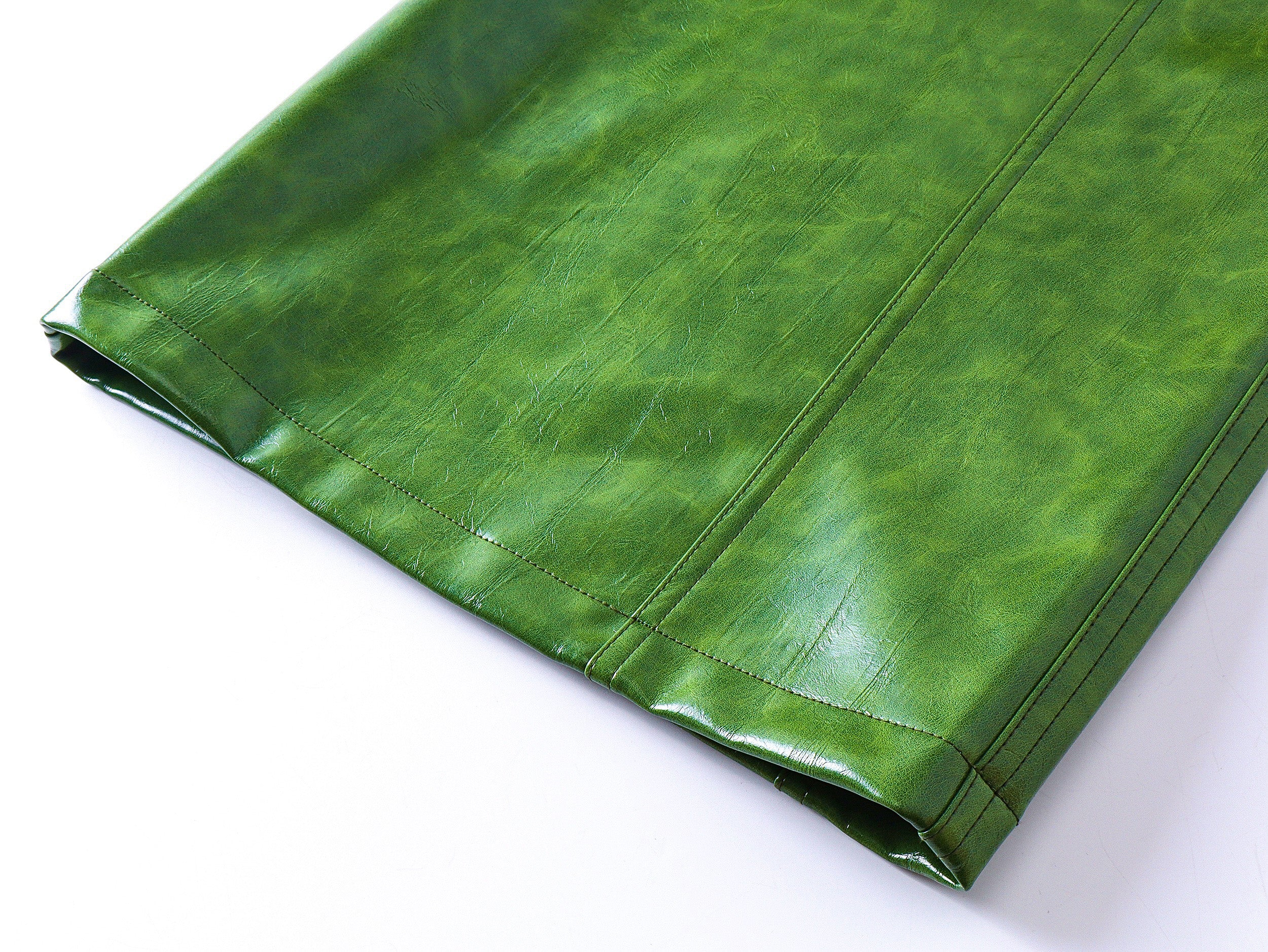 Green Liquid Leather Wide-Leg Pants