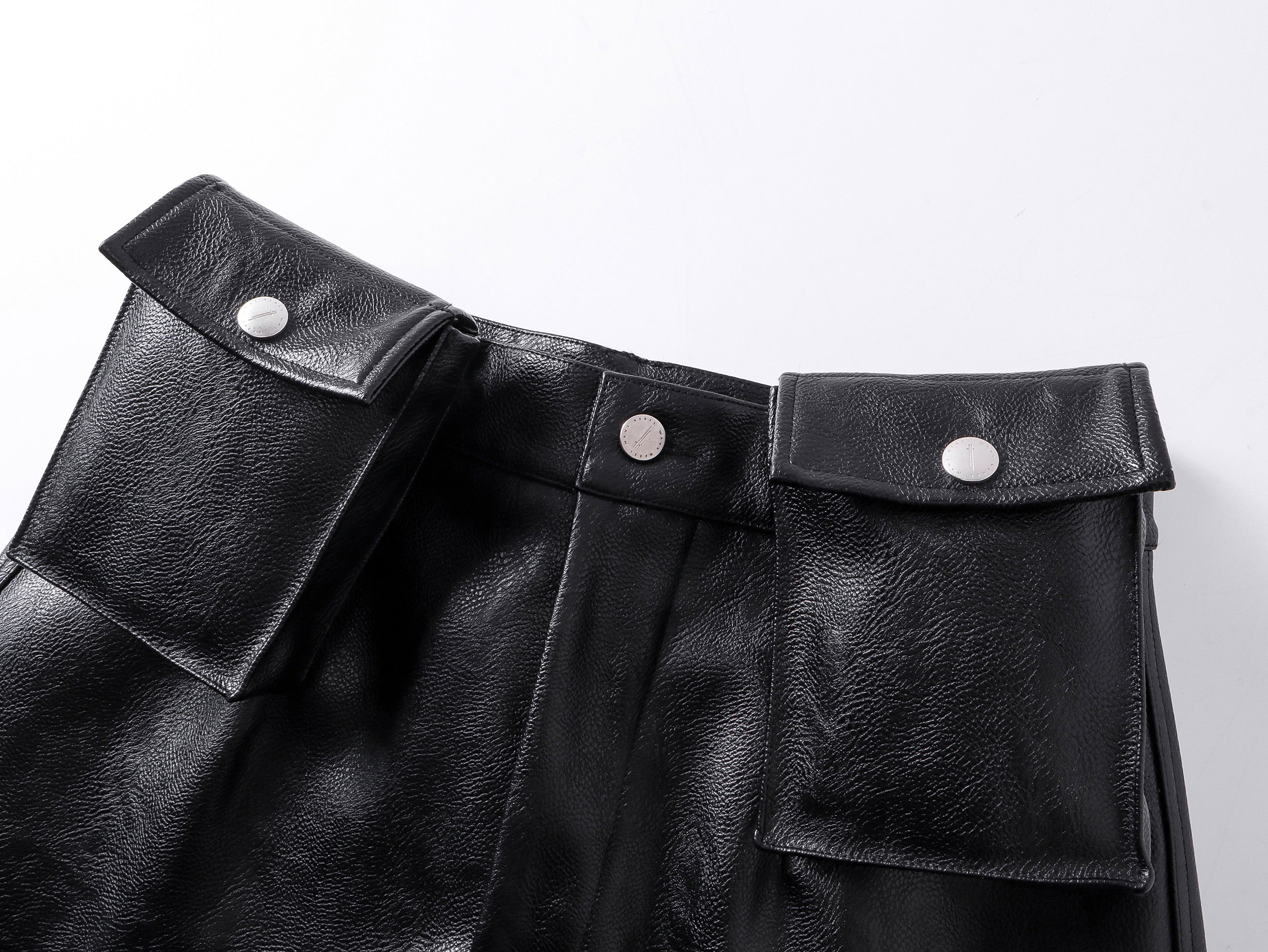 Double Waist Bag Structured Leather Pants