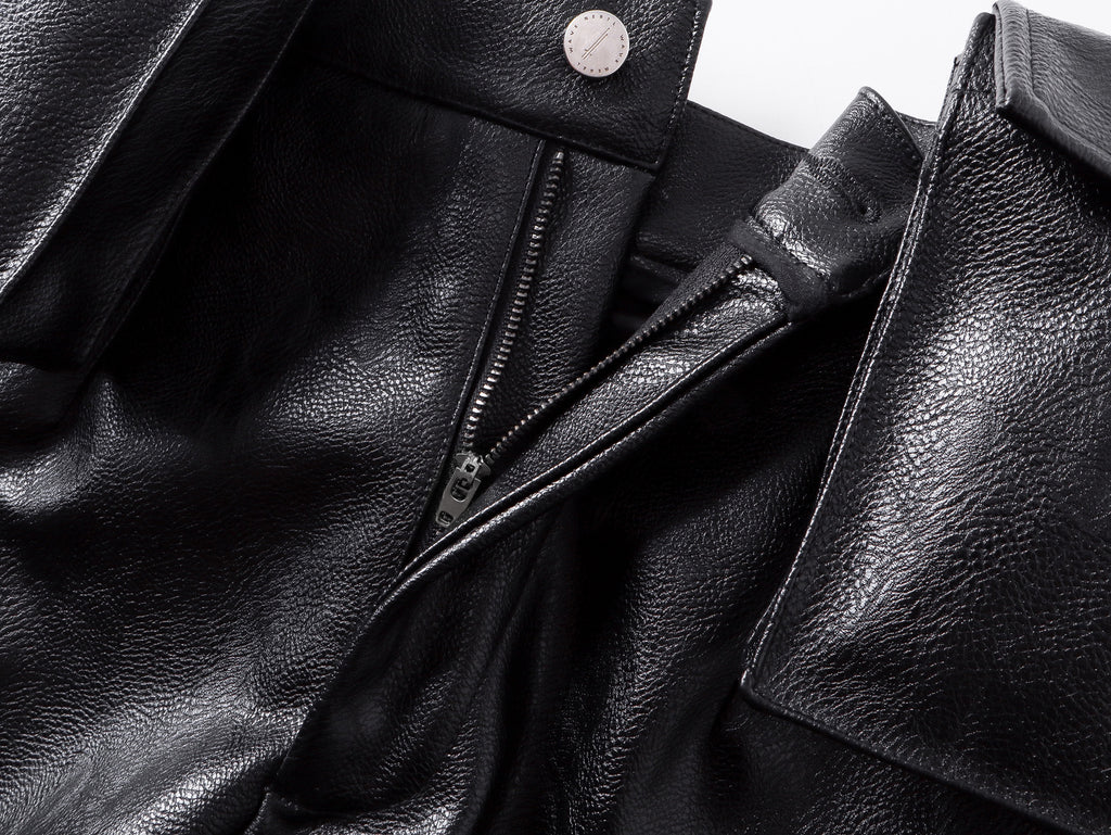 Double Waist Bag Structured Leather Pants
