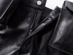 Double Waist Bag Structured Leather Pants