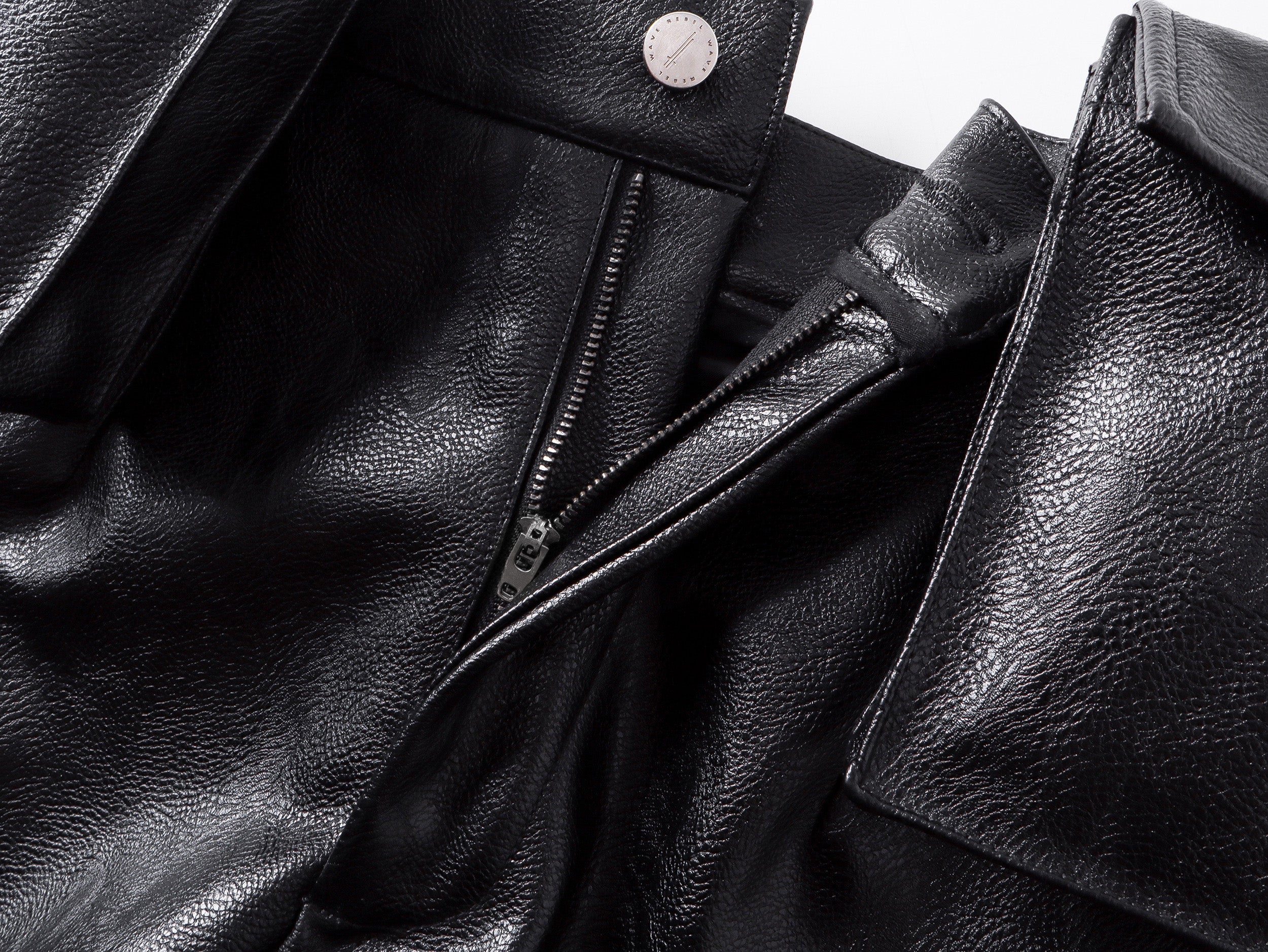 Double Waist Bag Structured Leather Pants