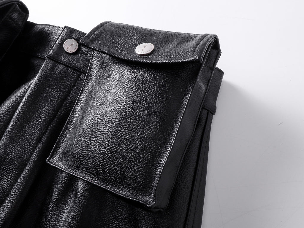 Double Waist Bag Structured Leather Pants