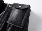 Double Waist Bag Structured Leather Pants