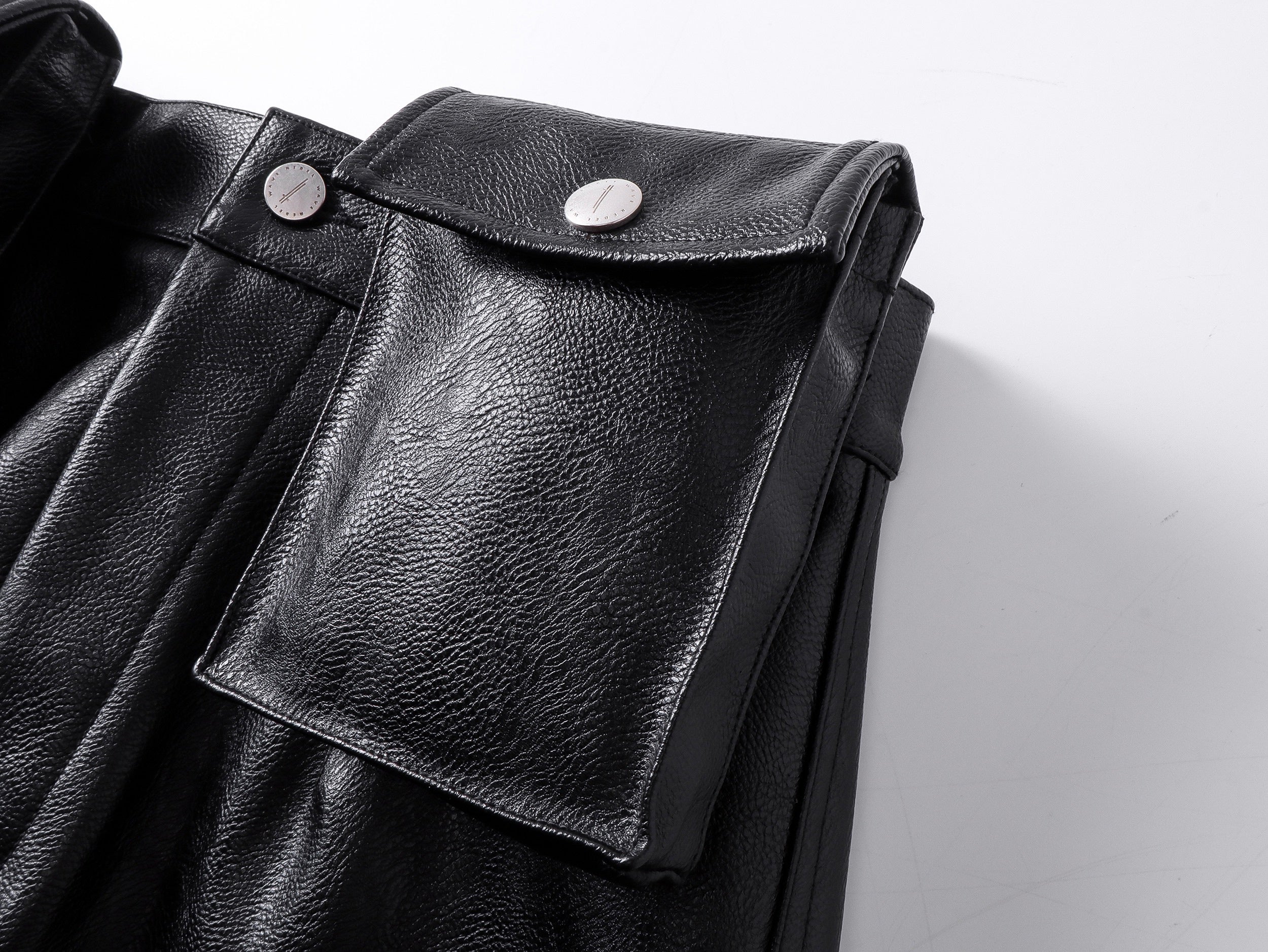 Double Waist Bag Structured Leather Pants