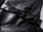 Double Waist Bag Structured Leather Pants