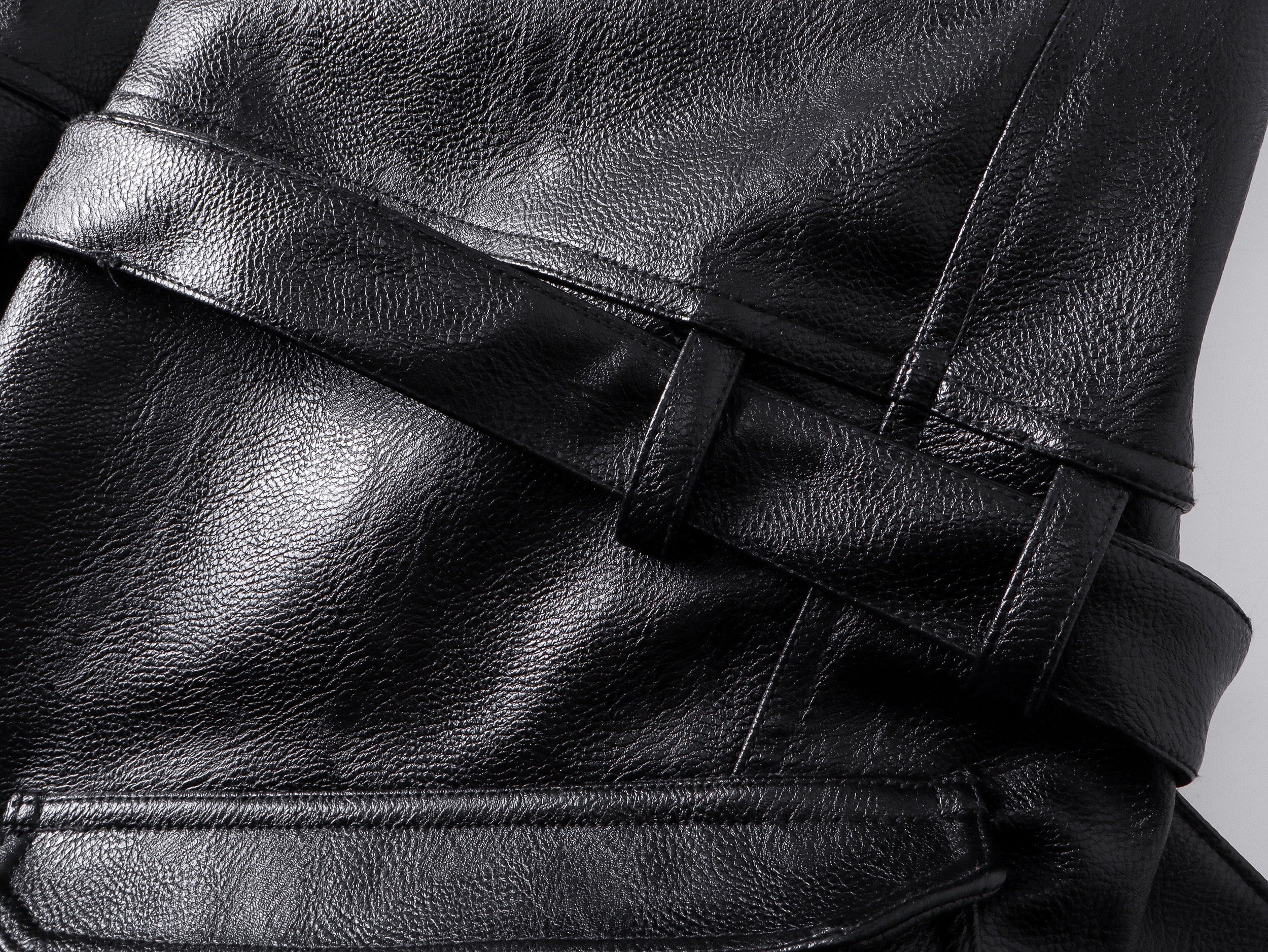 Double Waist Bag Structured Leather Pants