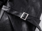 Double Waist Bag Structured Leather Pants