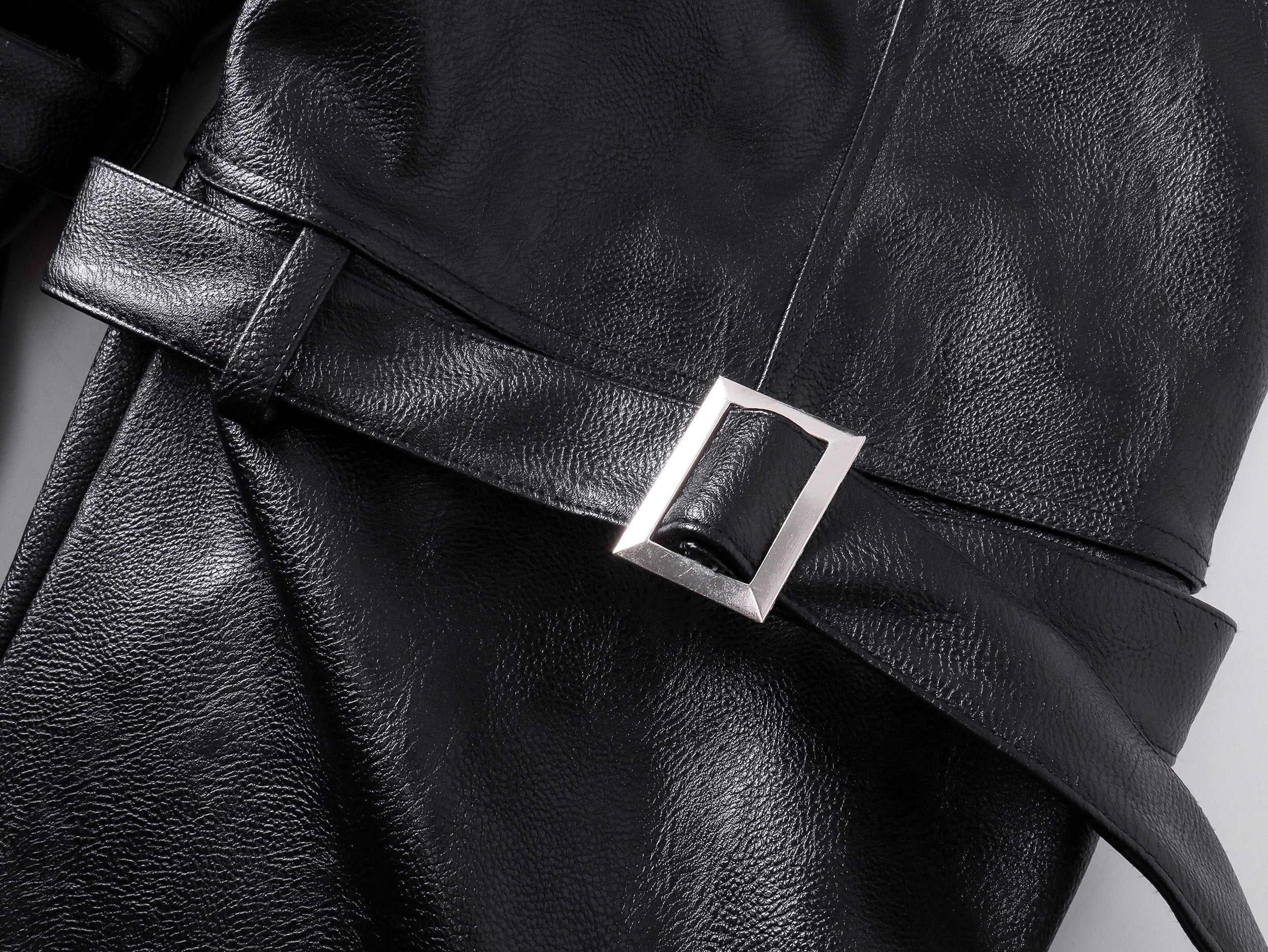 Double Waist Bag Structured Leather Pants