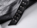 Double Waist Bag Structured Leather Pants