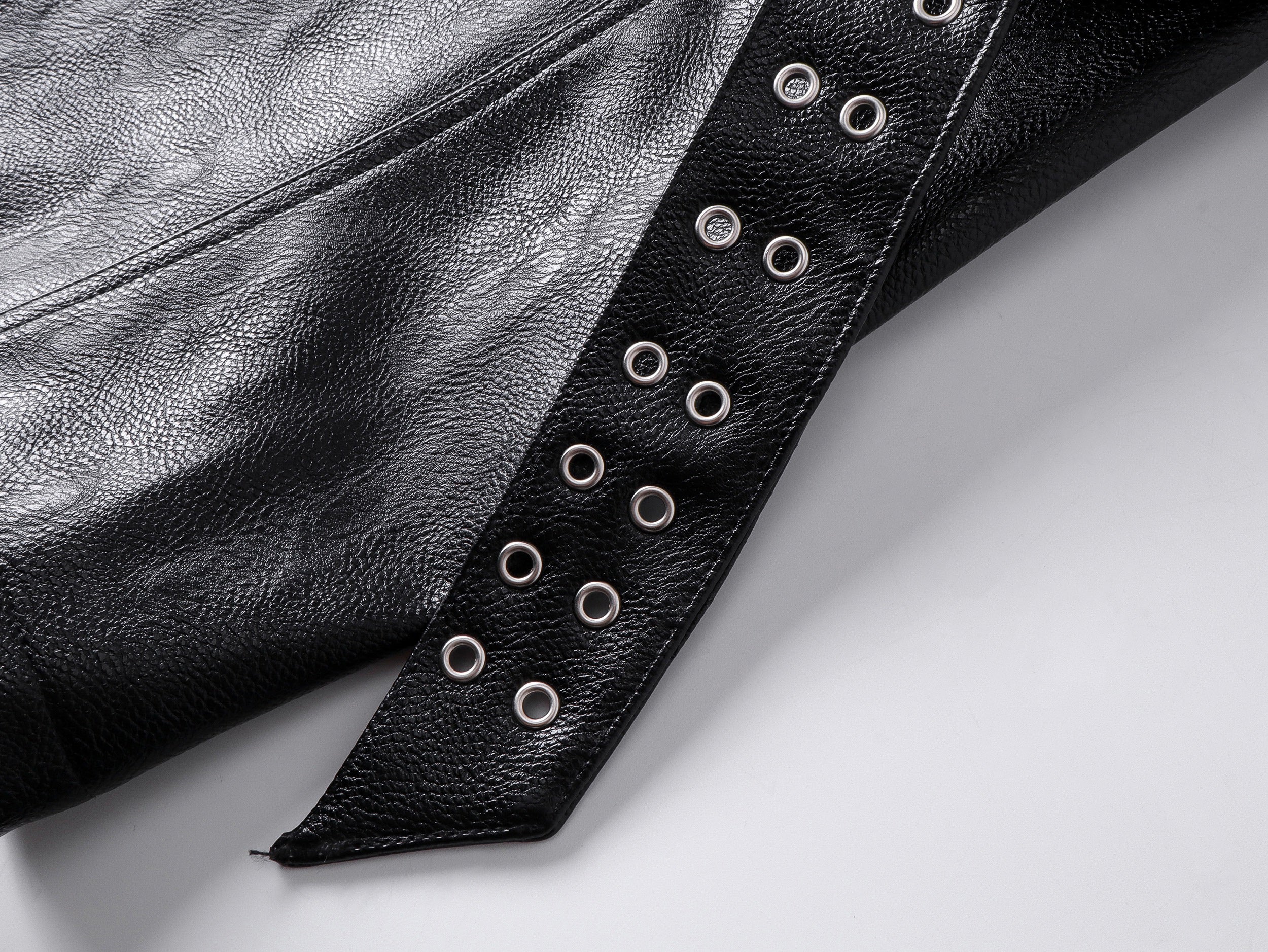 Double Waist Bag Structured Leather Pants