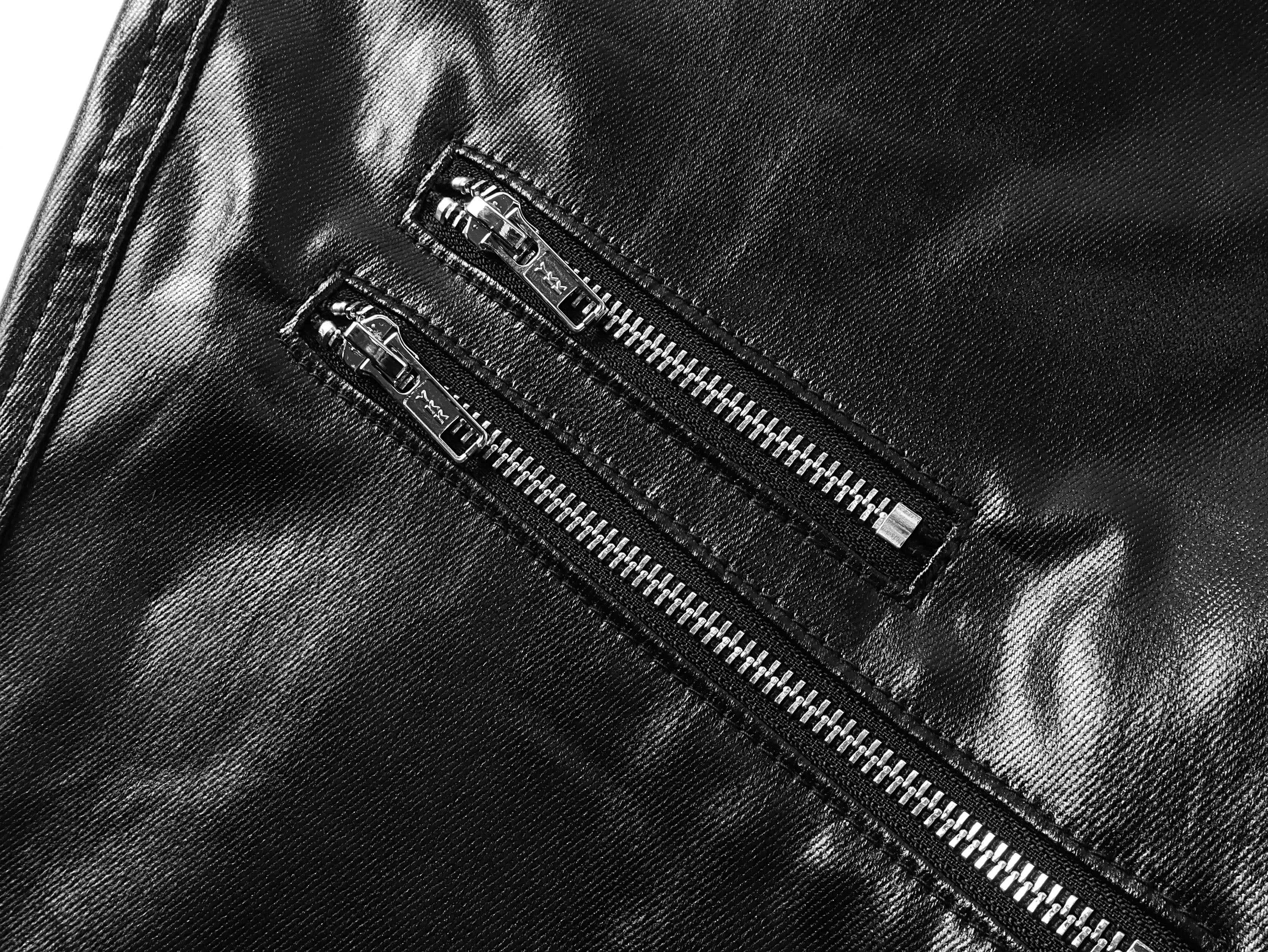 Liquid Metal Coated Wax Pants Flared Jeans