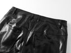 Liquid Metal Coated Wax Pants Flared Jeans