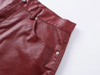Red Coated Straight-Leg Waxed Jeans