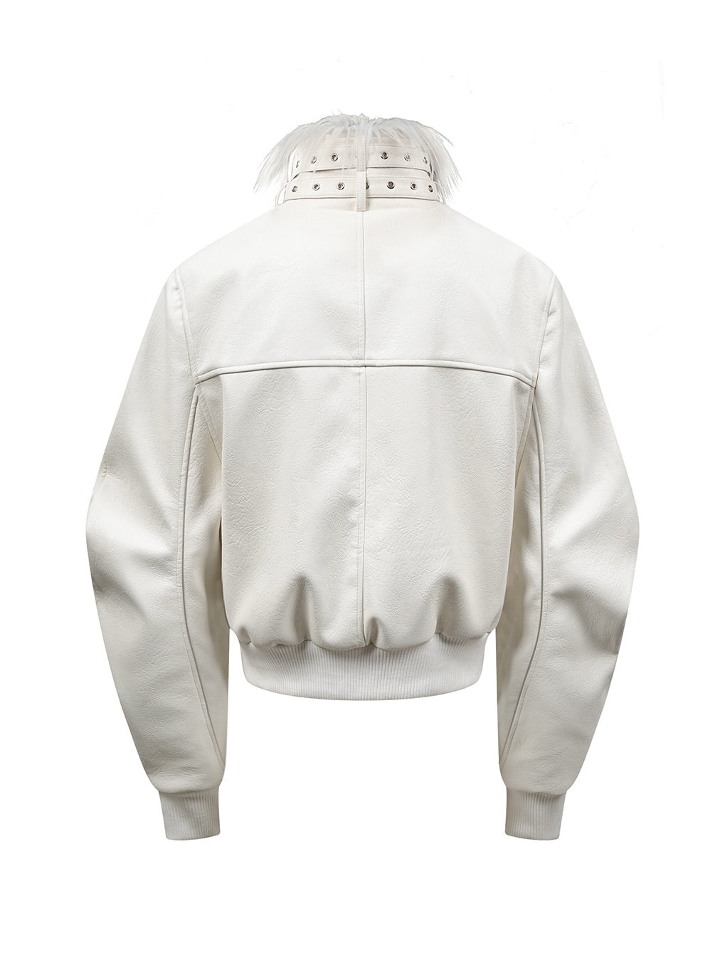 White Devil Fur Collar Leather Jacket