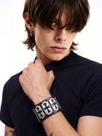 Genuine Leather Cross Blade Bracelet  Wristband 23cm